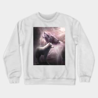 Lightning Wolf Howling At The Moon Crewneck Sweatshirt